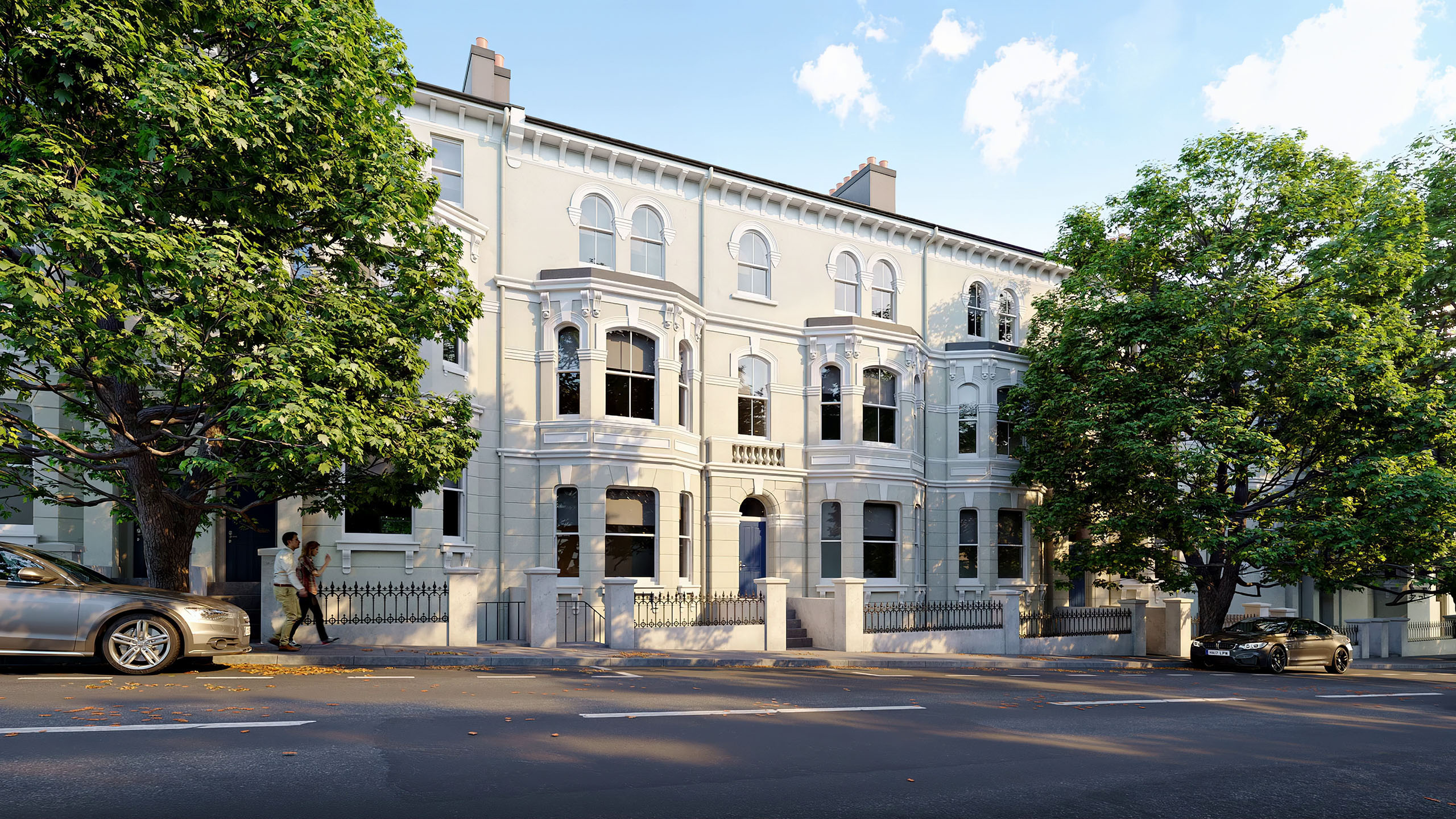 Exterior render of a terraced house in the UK